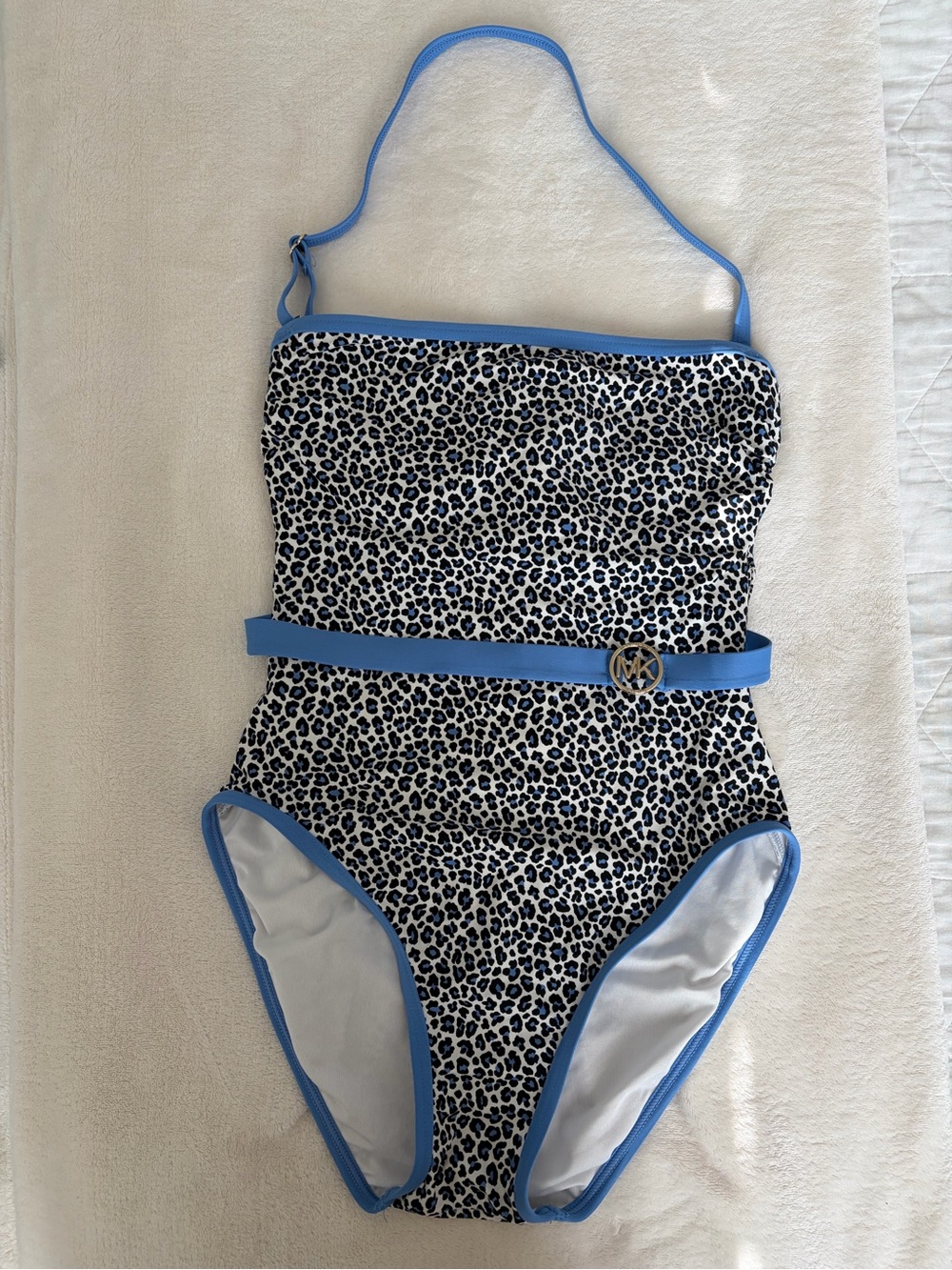Michael Kors Blue Leopard Print Girls' One-Piece Swimsuit